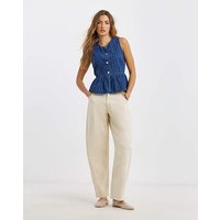 Denim Sleeveless Peplum Top