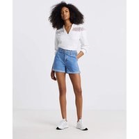 Light Blue Belted Denim Shorts Light Blue