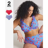Value 2 Pack High Waist Bikini Bottoms Coloured Floral