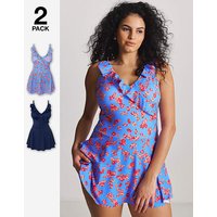 Value 2 Pack Swimdresses Coloured Floral
