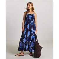 Shirred Midi Beach Dress