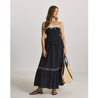 Spot Print Maxi Bandeau Beach Dress Spot Print
