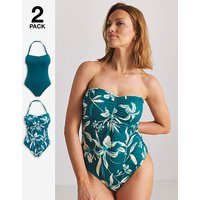 2 Pack Value Bandeau Swimsuits Floral JD Williams