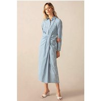 & Ruched Striped Shirt Dress Blue &