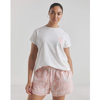 Leopard Detail Cheesecloth Shortie Set White Pink