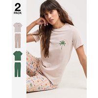 Value 2 Pack Pyjama Set Palm Print Palm Print JD Williams 8 10