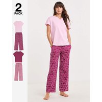 2 Pack Cotton Top Pyjama Sets Leaf JD Williams 8 10