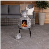 Leaf Motif Clay Chimenea Grill
