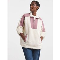 Contrast Funnel Fleece Cream Pink