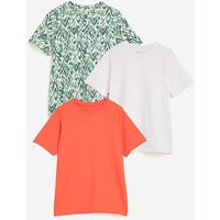 3 Pack Crew Neck Short Sleeve T Shirt White Print Coral JD Williams