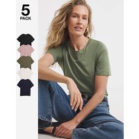 5 Pack Crew Neck Short Sleeve T Shirt Black White Navy Kahki Blush JD Williams