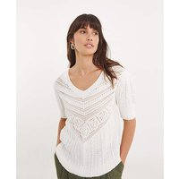 CROCHET V NECK SHORT SLEEVE JUMPER 24 26