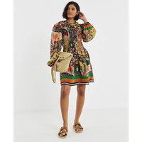 Shirred Skater Dress Print
