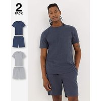 2 Pack T Shirt Short PJs Grey Navy Jacamo M39 41