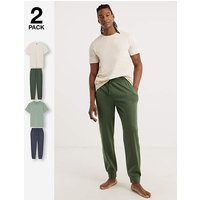 2 Pack T Shirt Cuffed Hem PJs Jacamo XL45 47