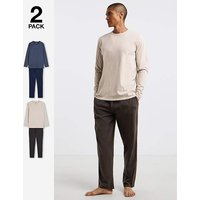 2 Pack Long Sleeve Pyjama Set Marl 5XL60 62
