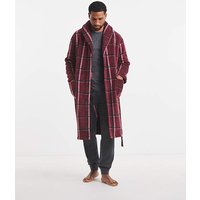 Check Borg Lined Fleece Dressing Gown Red Navy M39 41