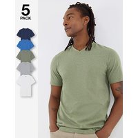 5 Pack V Neck T Shirts Long Marl Jacamo 5XL60 62
