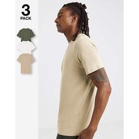 3 Pack Crew Neck T Shirts Long Multi Jacamo 4XL57 59