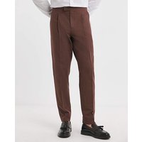 Linen Blend Tailored Pleat Front Trouser