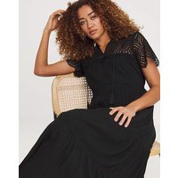 Crinkle Crochet Trim Smock Dress