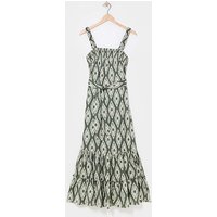 Printed Tie Waist Apron Dress