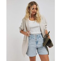 Cinch Back Loose Mom Shorts Light Blue