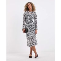 Ruched Midi Dress Mono Floral