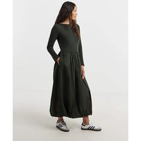 Poplin Rib Dress Dark