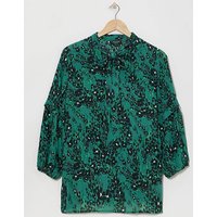 Button Front Frill Detail Top Animal Print