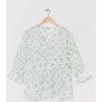 Cotton Dobby Puff Sleeve Top Print JD Williams