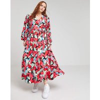 Multi Floral Wrap Midi Dress Floral