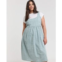 Gingham Textured Sundress Pockets Check