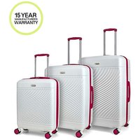Love Island 3pc Suitcase Set White Pink Piece Set