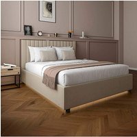 Living Maisie Fabric Ottoman Bed Double Natural Stone