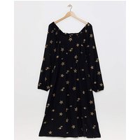 Star Embroidered Midi Dress Gold