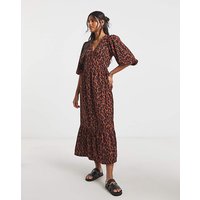 Animal Woven Wrap Dress Animal Print
