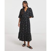 Ditsy Print Midi Wrap Dress Print