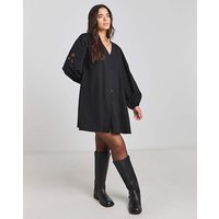 Embroidered Sleeve Swing Dress