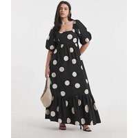 Spot Printed Cotton Maxi Dress
