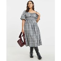 Mono Check Midi Dress