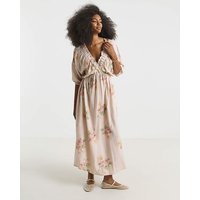 Printed Linen Blend Midi Dress Print