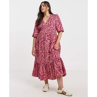 Zebra Print Wrap Midi Dress Print