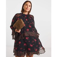 Print Skater Dress Black Red