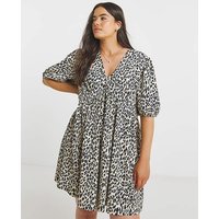Waffle Waist Detail Skater Dress Animal Print