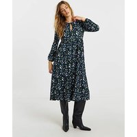 Supersoft Tie Neck Midi Dress Spot Print