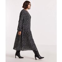 Drop Waist Midi Dress Spot Print