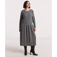 Check Drop Waist Midi Dress Check