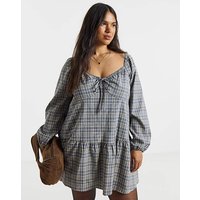Check Drop Waist Dress Check Print
