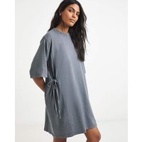 Acid Wash Cinched T Shirt Dress